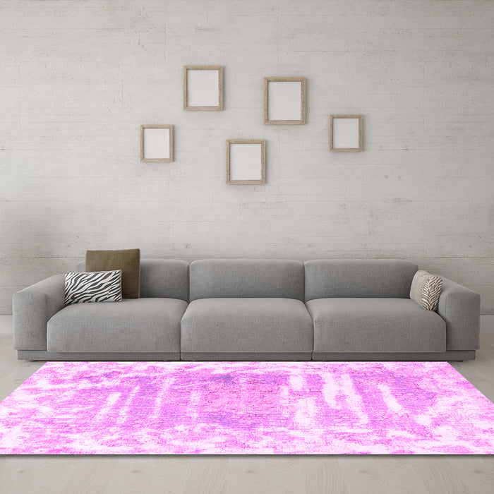 Machine Washable Persian Pink Bohemian Rug in a Living Room, wshtr4311pnk
