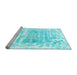 Sideview of Machine Washable Persian Light Blue Bohemian Rug, wshtr4311lblu