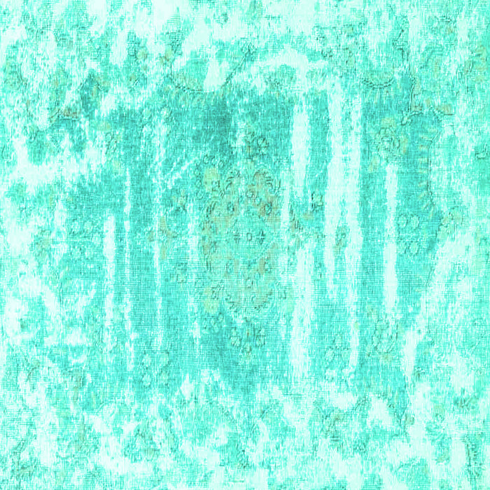 Square Machine Washable Persian Turquoise Bohemian Area Rugs, wshtr4311turq