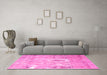 Machine Washable Persian Pink Traditional Rug in a Living Room, wshtr4312pnk