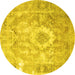 Round Persian Yellow Traditional Rug, tr4312yw