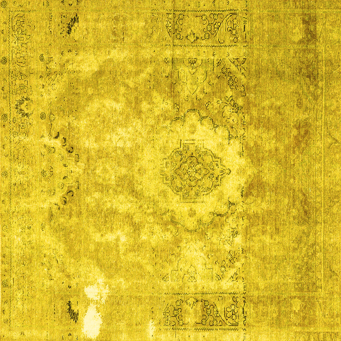 Square Machine Washable Persian Yellow Traditional Rug, wshtr4312yw