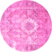 Round Persian Pink Traditional Rug, tr4312pnk