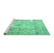 Sideview of Machine Washable Persian Turquoise Traditional Area Rugs, wshtr4312turq