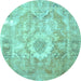 Round Persian Light Blue Traditional Rug, tr4312lblu