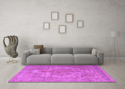 Machine Washable Persian Pink Bohemian Rug in a Living Room, wshtr4313pnk