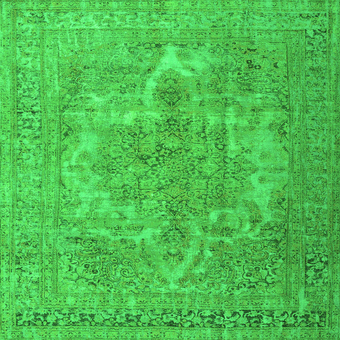 Round Machine Washable Persian Green Bohemian Area Rugs, wshtr4313grn