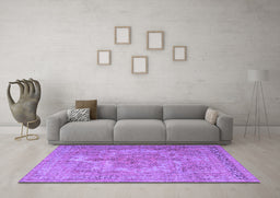 Machine Washable Persian Purple Bohemian Area Rugs in a Living Room, wshtr4313pur