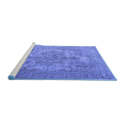 Sideview of Machine Washable Persian Blue Bohemian Rug, wshtr4313blu