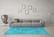 Machine Washable Persian Light Blue Bohemian Rug in a Living Room, wshtr4313lblu