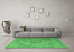 Machine Washable Persian Emerald Green Bohemian Area Rugs in a Living Room,, wshtr4313emgrn