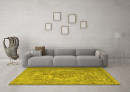 Machine Washable Persian Yellow Bohemian Rug in a Living Room, wshtr4313yw