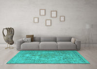 Machine Washable Persian Turquoise Bohemian Rug, wshtr4313turq