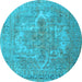 Round Persian Light Blue Bohemian Rug, tr4313lblu