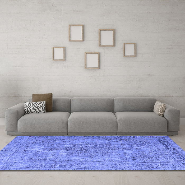 Machine Washable Persian Blue Bohemian Rug in a Living Room, wshtr4313blu