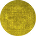 Round Persian Yellow Bohemian Rug, tr4313yw