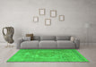 Machine Washable Persian Green Bohemian Area Rugs in a Living Room,, wshtr4313grn