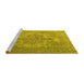 Sideview of Machine Washable Persian Yellow Bohemian Rug, wshtr4313yw