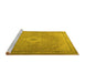 Sideview of Machine Washable Persian Yellow Traditional Rug, wshtr4314yw