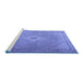 Sideview of Machine Washable Persian Blue Traditional Rug, wshtr4314blu