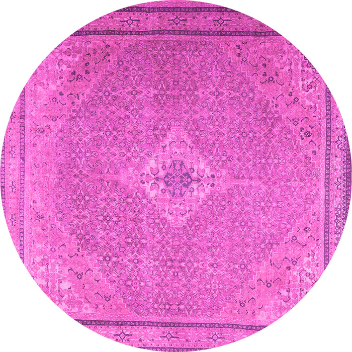 Round Machine Washable Persian Pink Traditional Rug, wshtr4314pnk