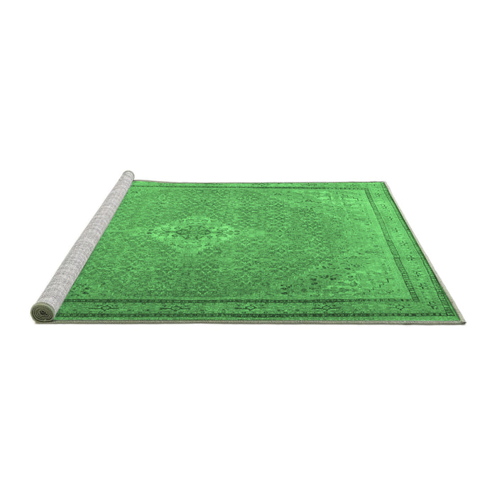 Sideview of Machine Washable Persian Emerald Green Traditional Area Rugs, wshtr4314emgrn