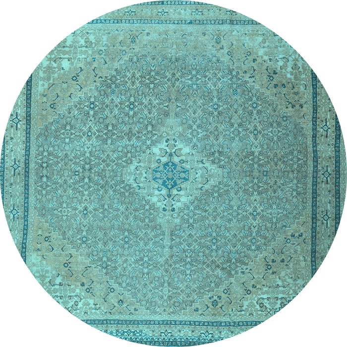 Round Machine Washable Persian Light Blue Traditional Rug, wshtr4314lblu