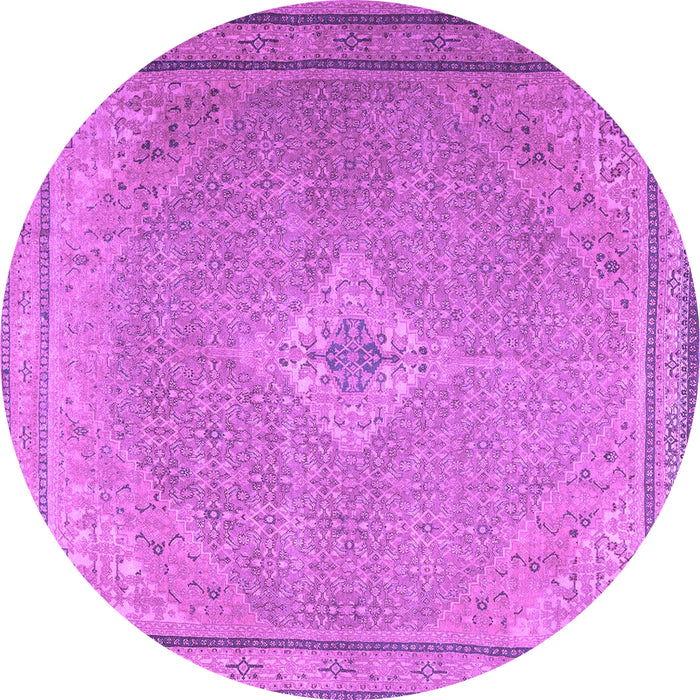 Round Persian Purple Traditional Rug, tr4314pur