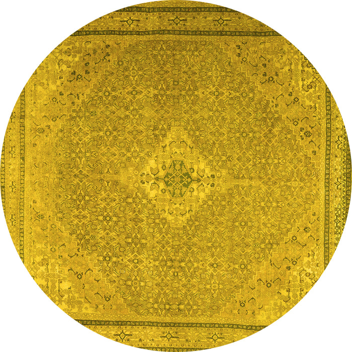 Round Persian Yellow Traditional Rug, tr4314yw