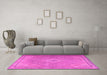 Machine Washable Persian Pink Traditional Rug in a Living Room, wshtr4314pnk