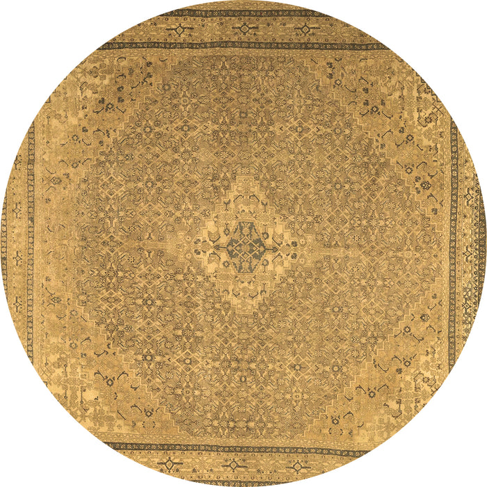 Round Machine Washable Persian Brown Traditional Rug, wshtr4314brn