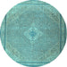Round Persian Light Blue Traditional Rug, tr4314lblu