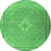 Round Persian Emerald Green Traditional Rug, tr4314emgrn