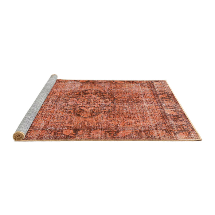 Sideview of Machine Washable Traditional Coral Orange Rug, wshtr4315