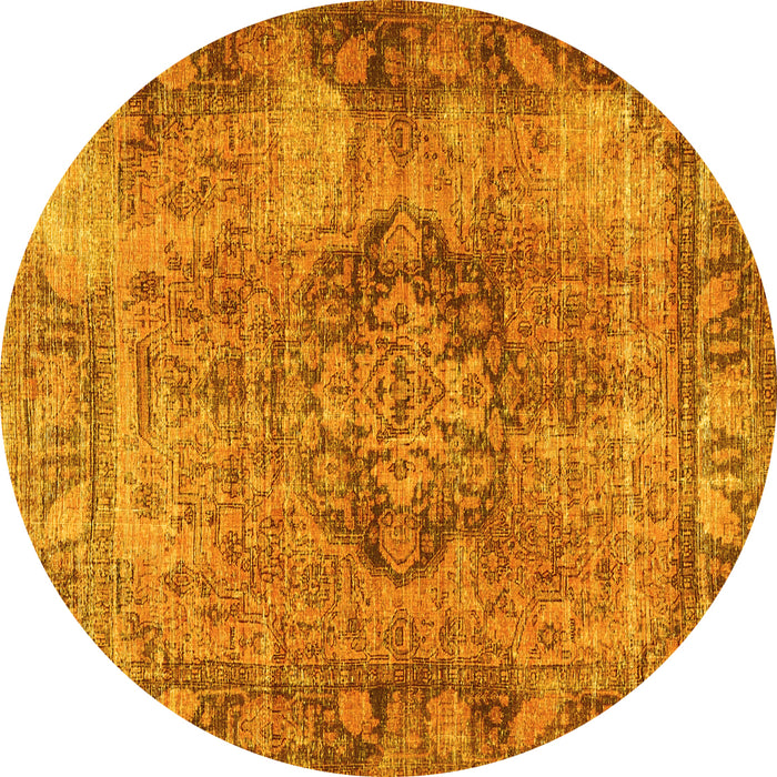 Round Persian Yellow Traditional Rug, tr4315yw