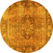 Round Persian Yellow Traditional Rug, tr4315yw