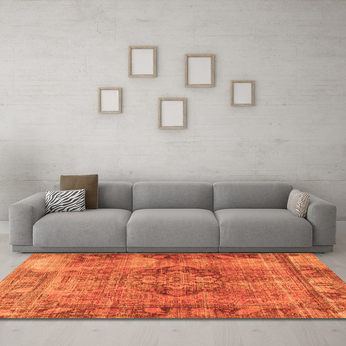 Machine Washable Persian Orange Traditional Area Rugs in a Living Room, wshtr4315org