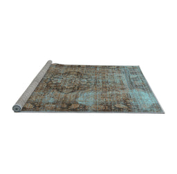 Sideview of Machine Washable Persian Light Blue Traditional Rug, wshtr4315lblu