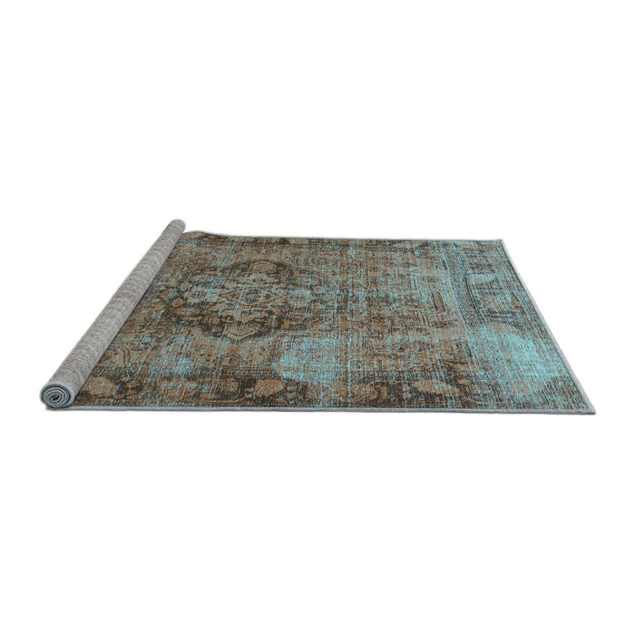 Sideview of Machine Washable Persian Light Blue Traditional Rug, wshtr4315lblu