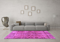 Machine Washable Persian Purple Traditional Area Rugs in a Living Room, wshtr4315pur