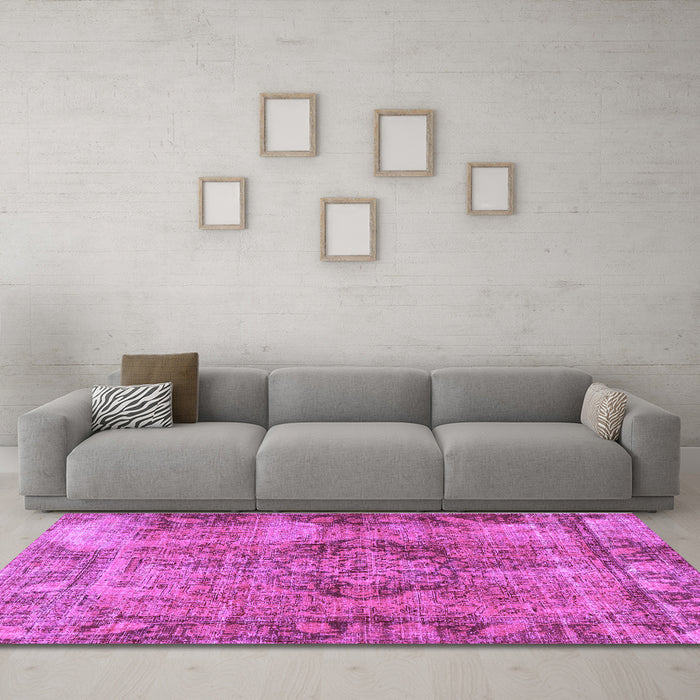 Machine Washable Persian Purple Traditional Area Rugs in a Living Room, wshtr4315pur