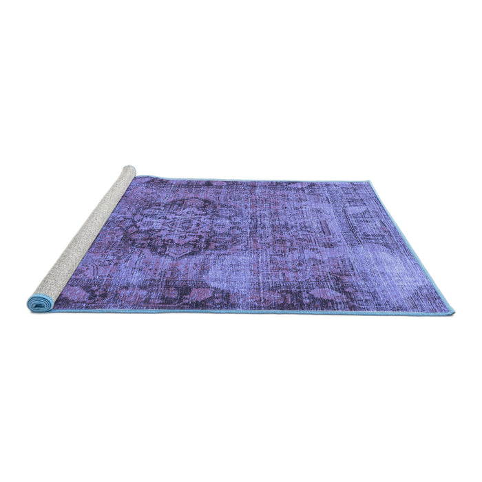 Sideview of Machine Washable Persian Blue Traditional Rug, wshtr4315blu