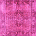 Square Machine Washable Persian Pink Traditional Rug, wshtr4315pnk