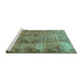Sideview of Machine Washable Persian Turquoise Traditional Area Rugs, wshtr4315turq
