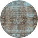 Round Persian Light Blue Traditional Rug, tr4315lblu