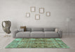 Machine Washable Persian Turquoise Traditional Area Rugs in a Living Room,, wshtr4315turq