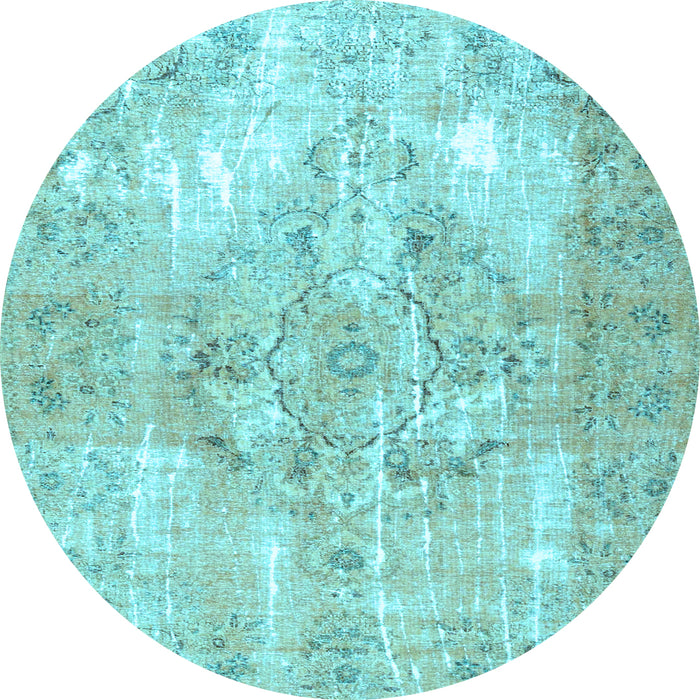 Round Persian Light Blue Traditional Rug, tr4316lblu