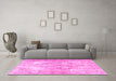 Machine Washable Persian Pink Traditional Rug in a Living Room, wshtr4316pnk