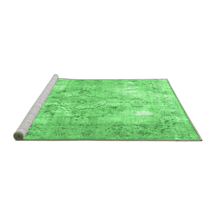 Sideview of Machine Washable Persian Emerald Green Traditional Area Rugs, wshtr4316emgrn