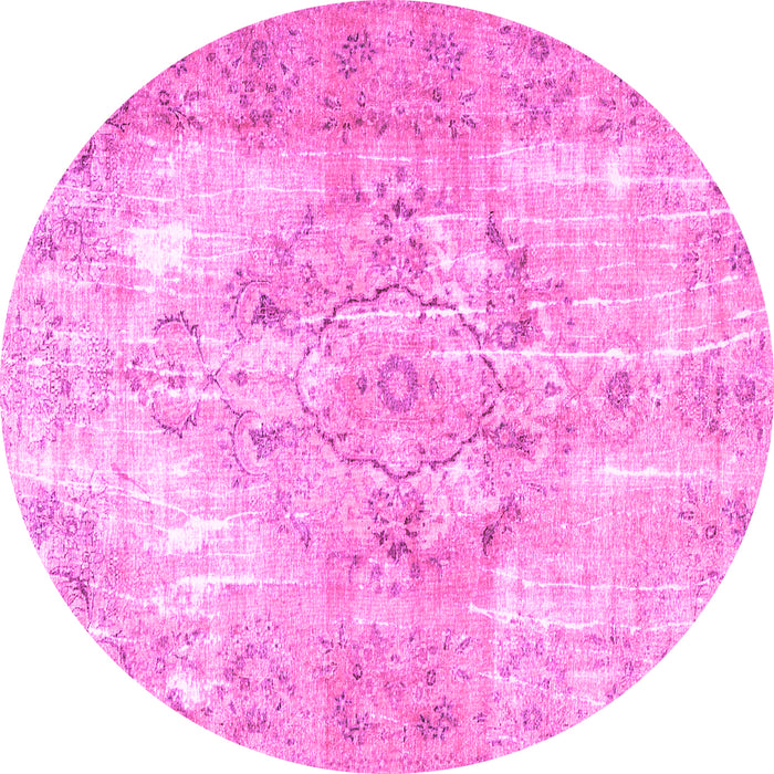 Round Persian Pink Traditional Rug, tr4316pnk